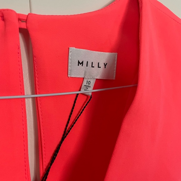 MILLY Neon Hot Pink Long Bell Sleeve Nicole Dress Size 10 - Picture 3 of 6